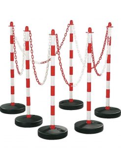 Absperrpfosten, Kettenpfostenset 6 Set, 10 m Kette
